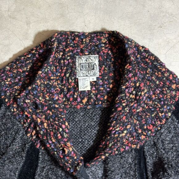 Curio Y2K Shag Boucle Cardigan Sweater Jacket Womens Size Medium Wool Blend - Picture 3 of 9